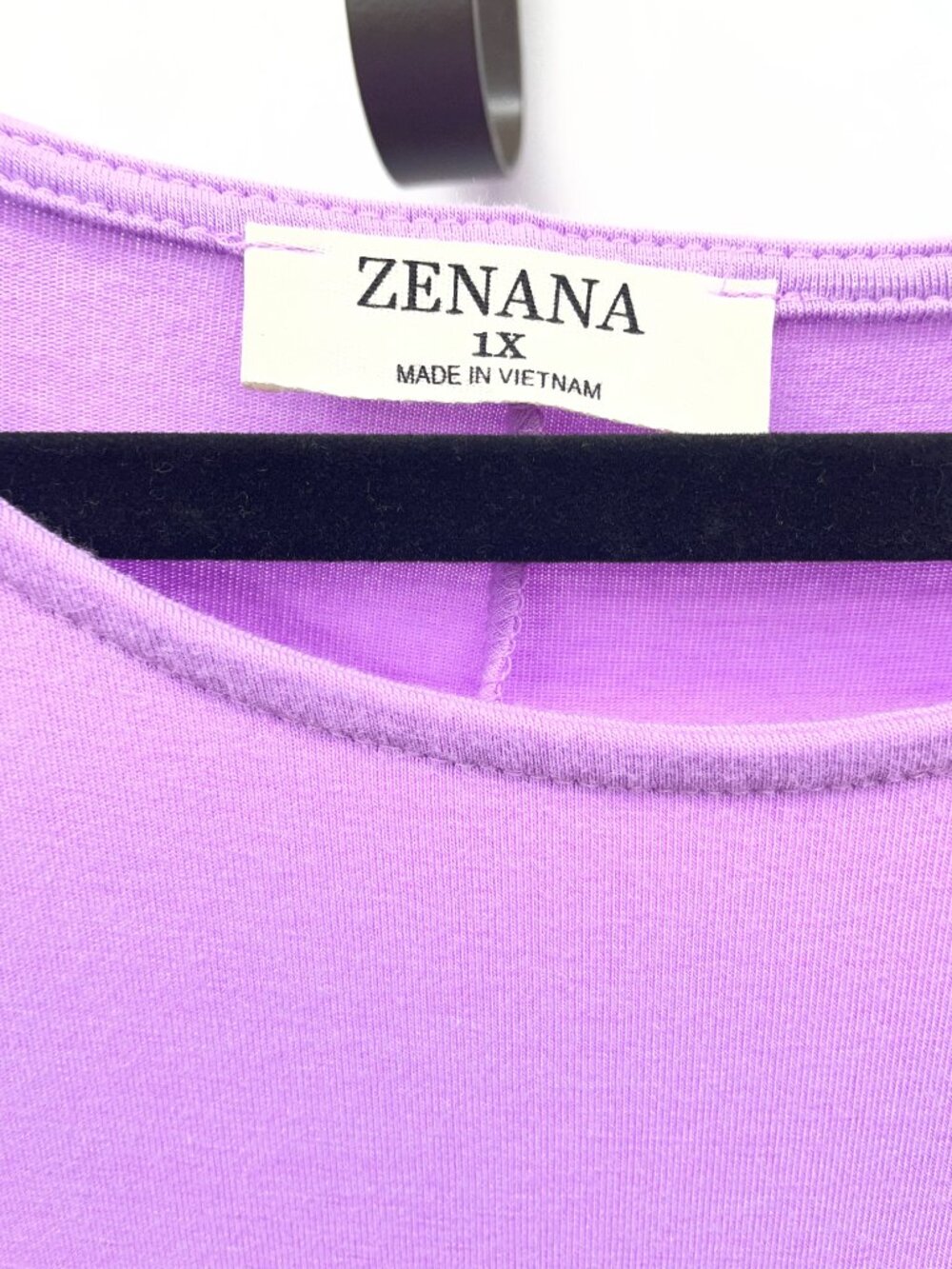 NEW! Zenana Plus Short Sleeve Round Neck Ruffle Hem Dress Lavender 1X - Picture 5 of 9